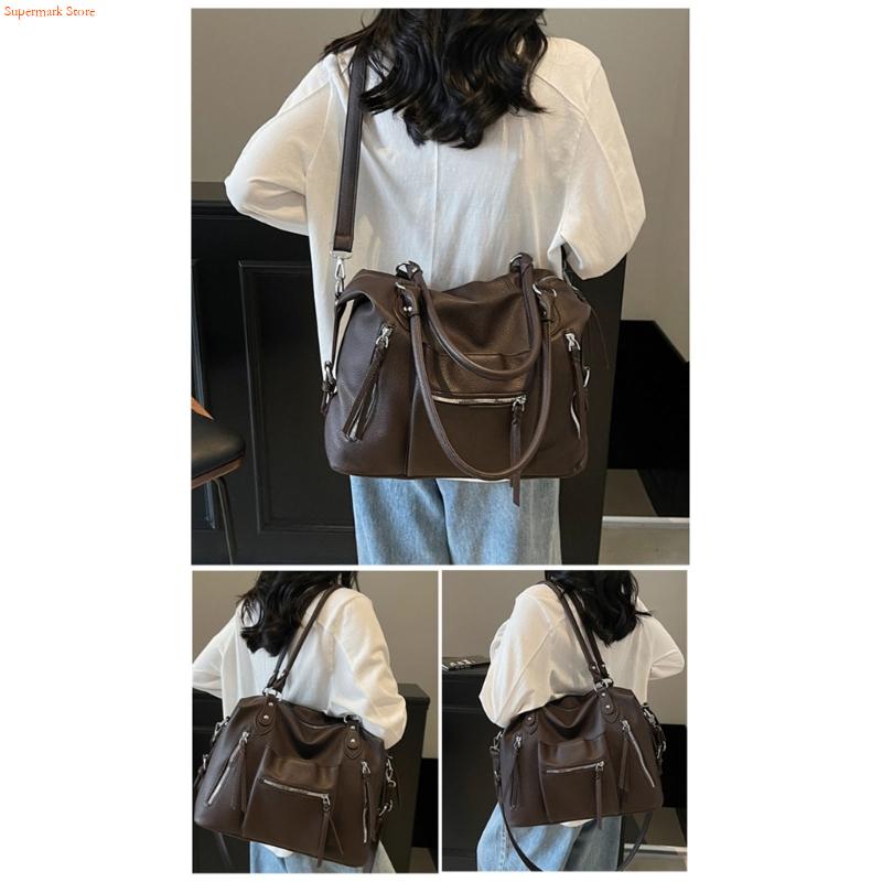 Leather Work Duffle - Q5WE 多目的脇の下バッグレトロ美的レディース Pu レザーハンドバッグ取り外し可能なストラップ毎日の必需品ショルダー財布