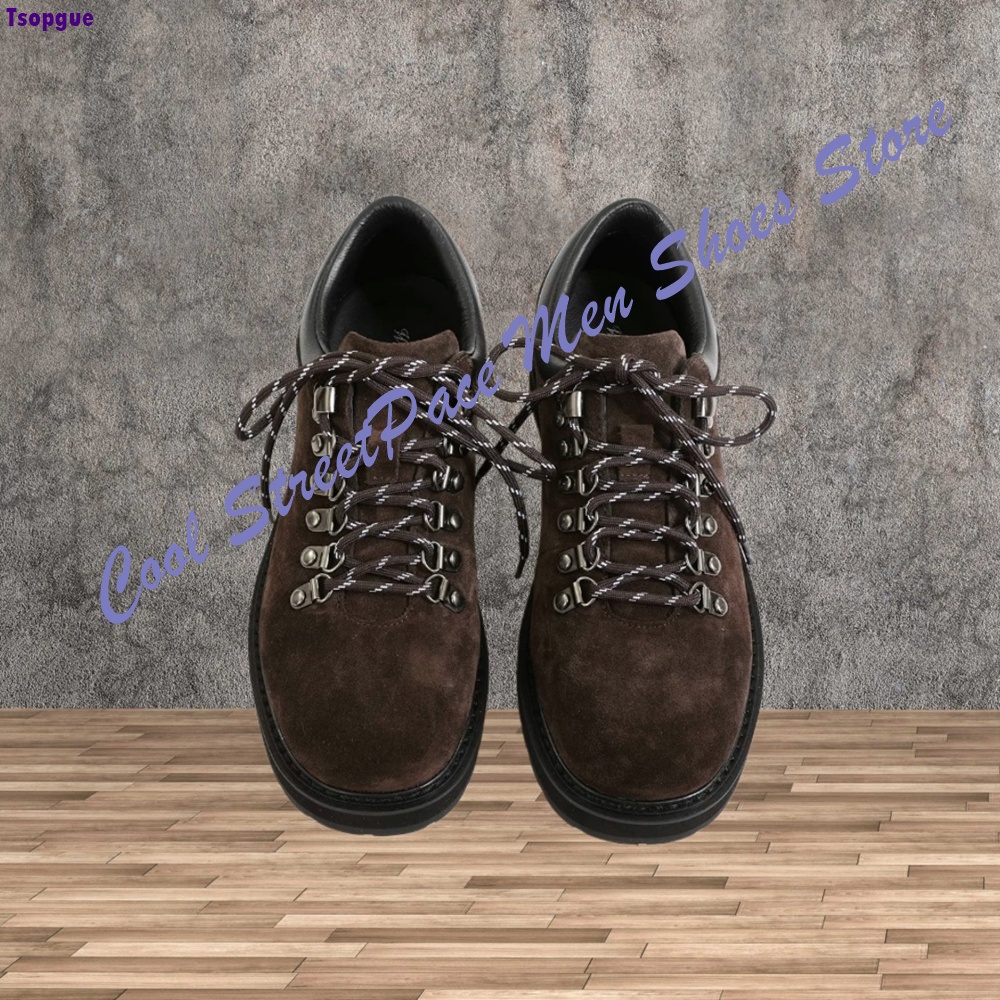 Leather Work Oxfords - アメリカンレトロワークシューズスエード快適衝撃吸収アーバンアウトドアハイキングシューズ男性用フロントレースアップ浅履きメンズシューズ