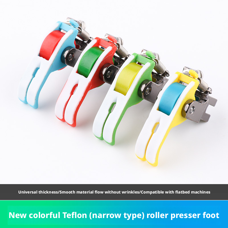 Leatherwork Roller - ヘビーデューティーテフロンローラープレッサーフット（ランダムカラー）薄厚生地・革用平縫いミシン用スムーズ送りフット