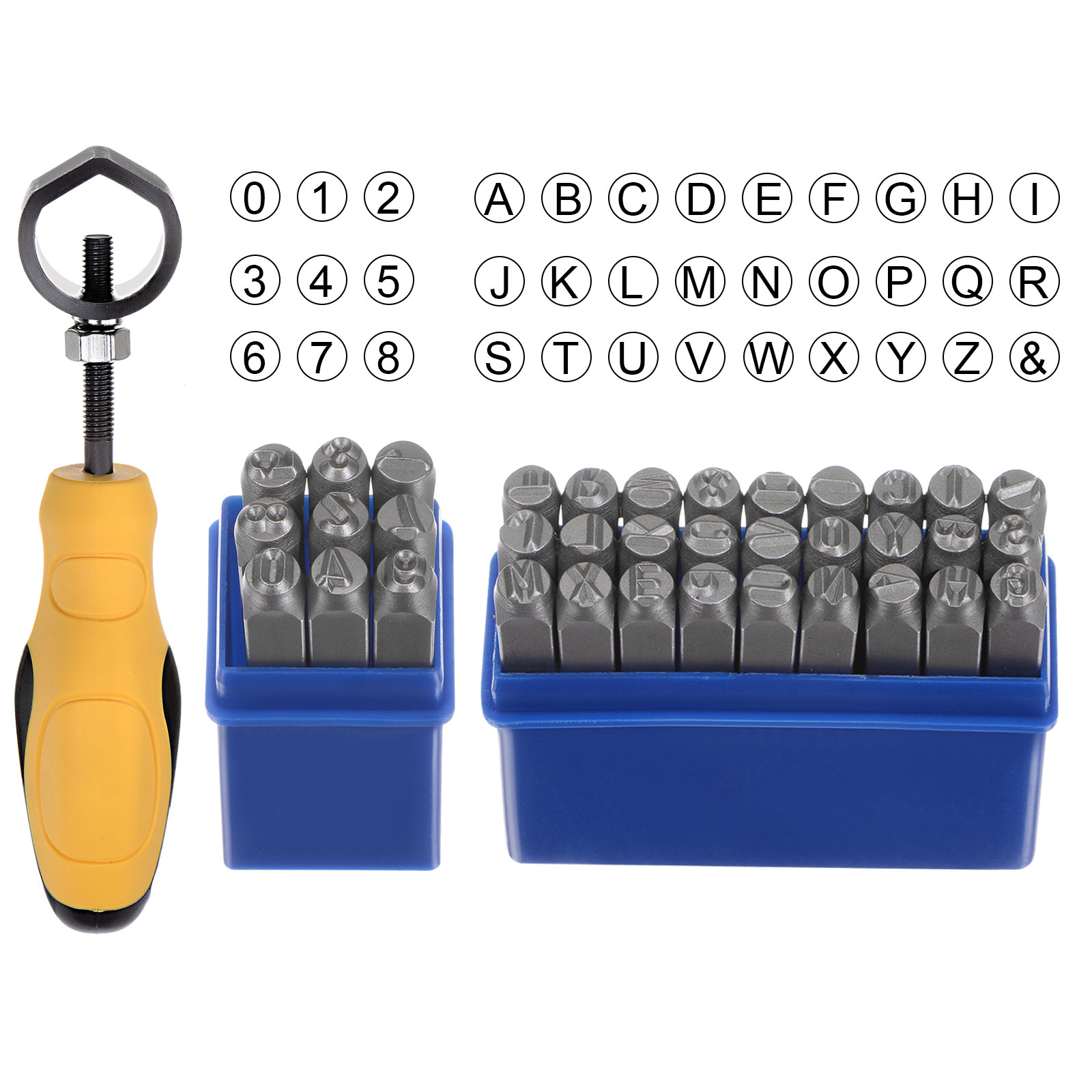 Leatherwork Punching Tool - 金属スタンピングキット 6mm 10mm 12.5mm A-Z/0-8 スチール製文字パンチプレスツール