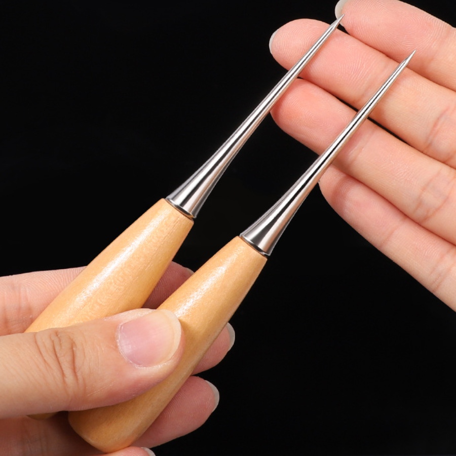 Leatherwork Punching Tool - 2個入り革手縫い用アウルツール、レザークラフト穴あけ工具、縫製用穴あけパンチ、ステッチングオーバーステッチ