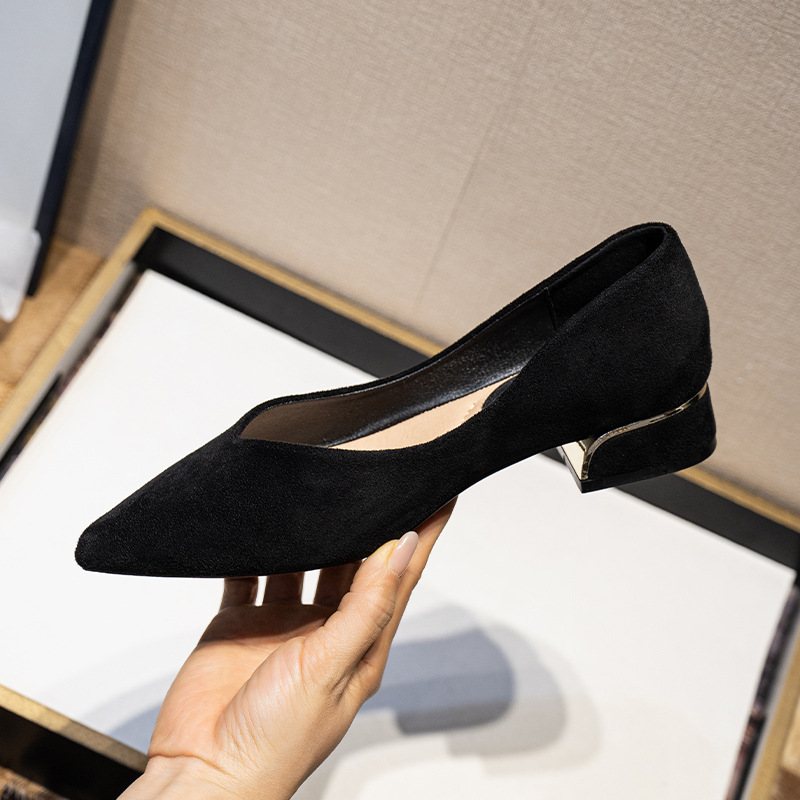 レディース ポインテッドトゥ シンプルチャンキーヒール スエ - Leather Work Is のレビューと価格