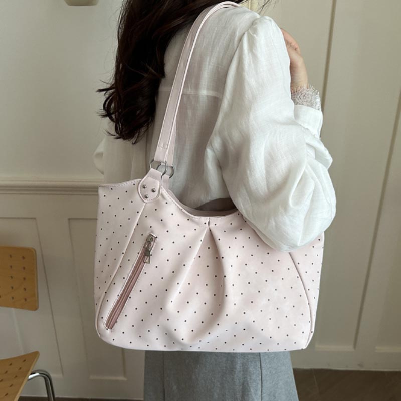 韓国風ポルカドットショルダートートバッグ レトロキュート ジ - Leather Work Duffle のレビューと価格