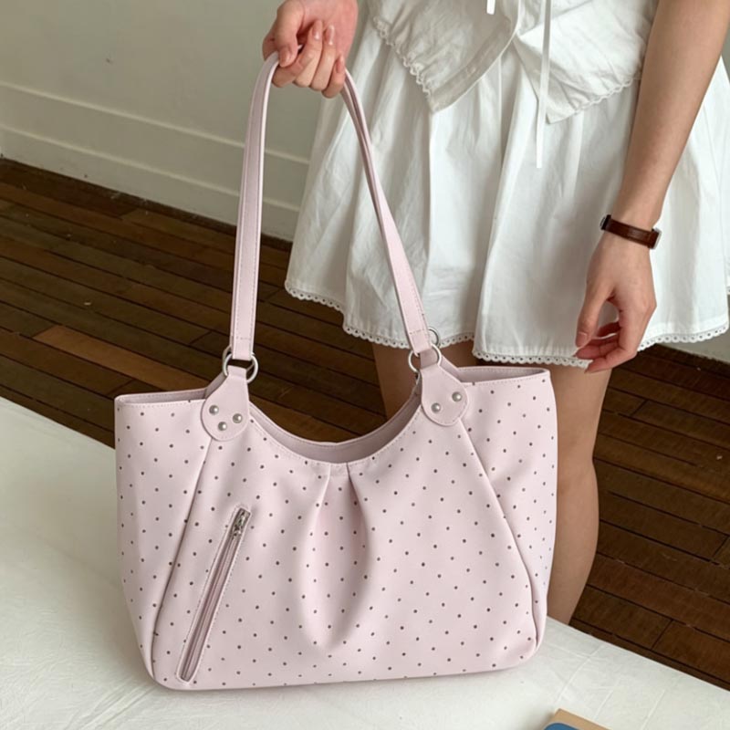 韓国風ポルカドットショルダートートバッグ レトロキュート ジ - Leather Work Duffle のレビューと価格