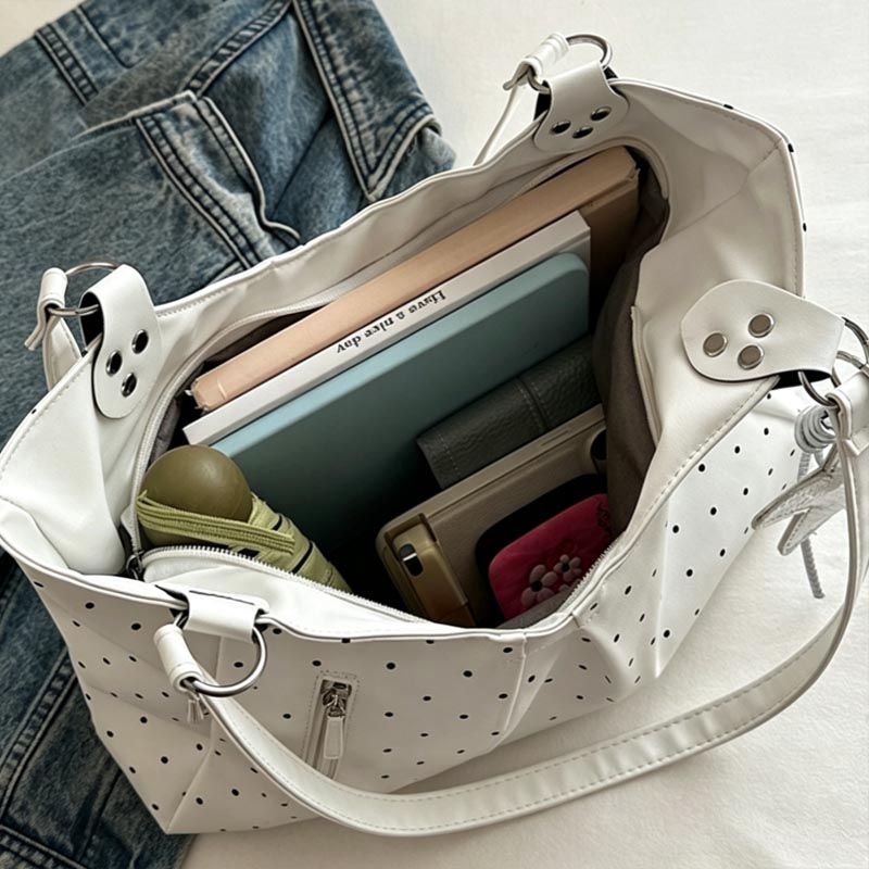 韓国風ポルカドットショルダートートバッグ レトロキュート ジ - Leather Work Duffle のレビューと価格