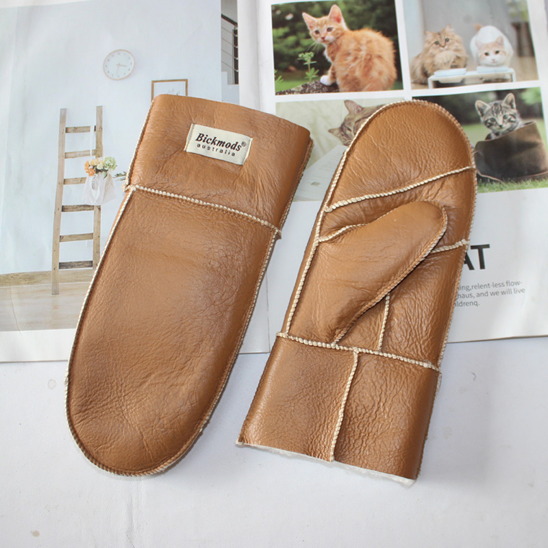新しい革製女性用毛皮手袋冬用羊皮ステッチ厚手暖かいウール裏地 - Leather Work Winter Gloves のレビューと価格
