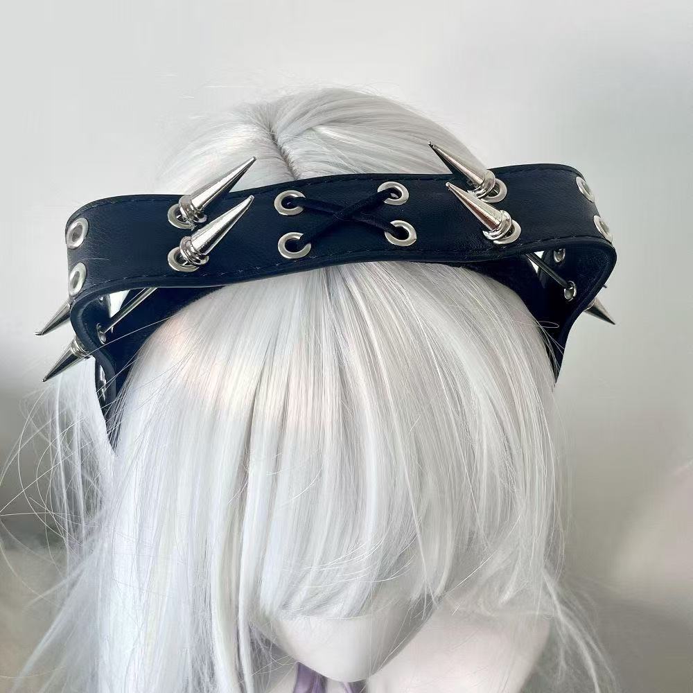 パンク・ハラジュク・リベットヘッドバンド、Y2Kオルト・エス - Leatherwork Pony のレビューと価格