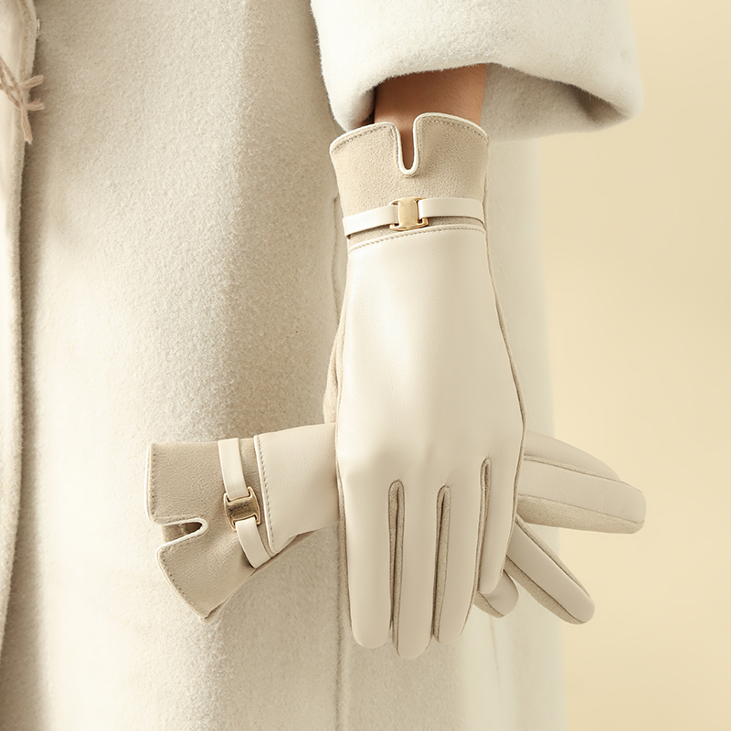 冬用女性用手袋 1 組 フリース裏地付きでヒートテックとタッ - Leather Work Winter Gloves のレビューと価格