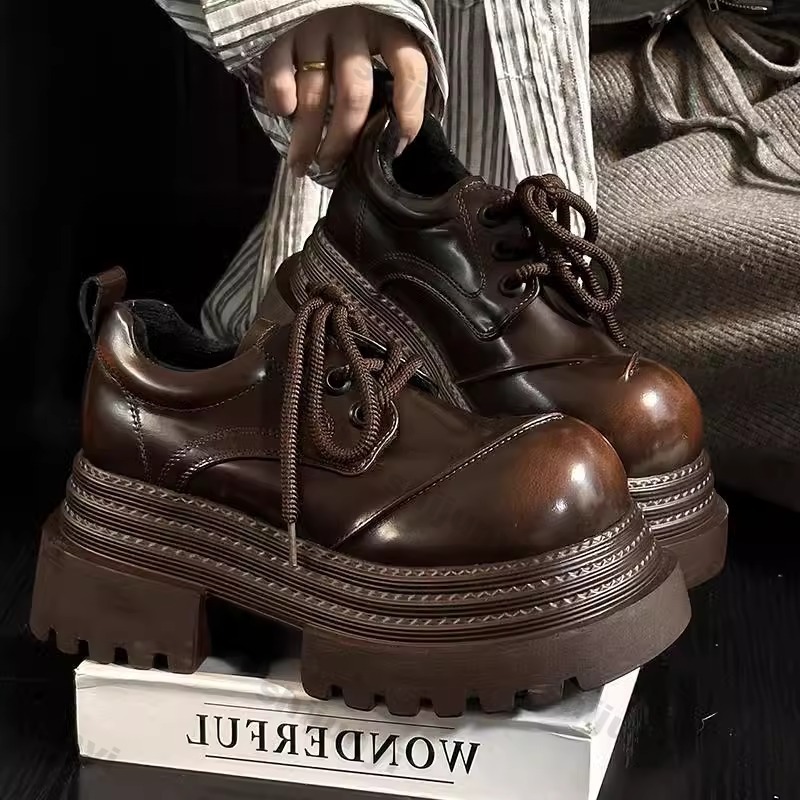 女性レトロローファー 2025 春の新高級ブランド増加厚底レ - Leather Work Oxfords のレビューと価格