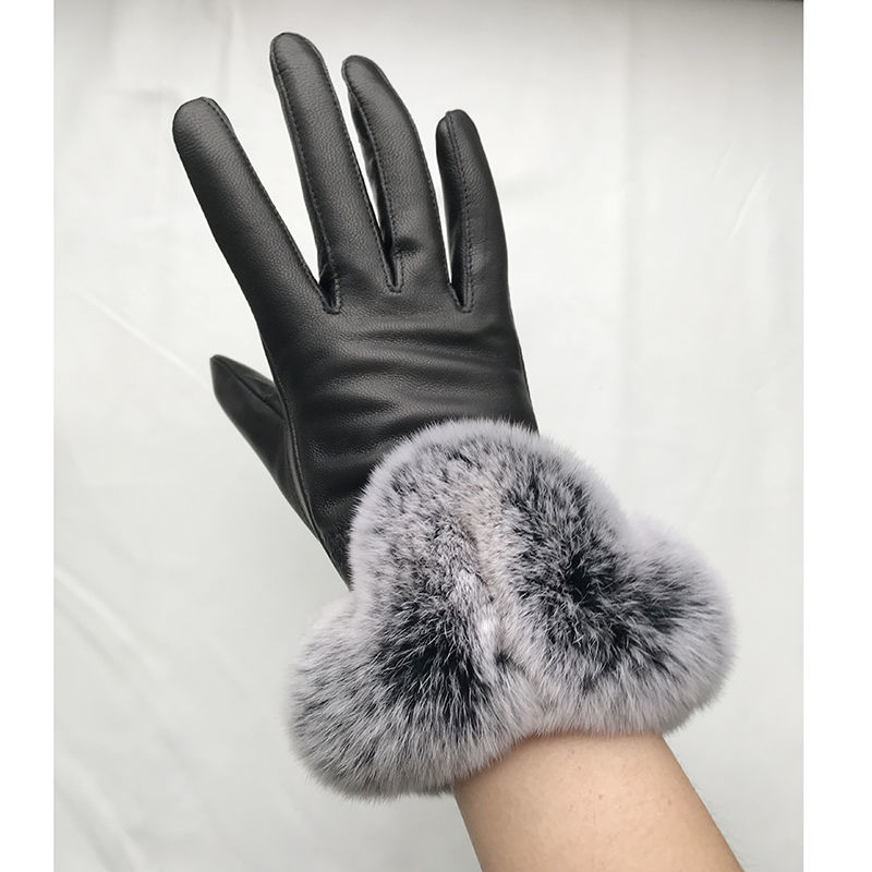 女性の冬の本物のシープスキンレザーグローブレッキスウサギの毛 - Leather Work Winter Gloves のレビューと価格