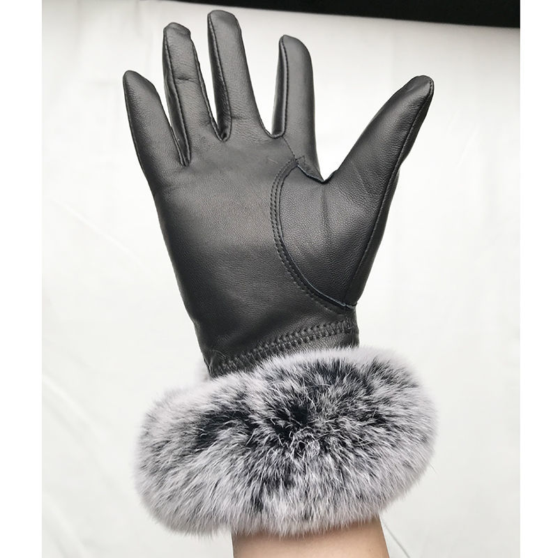 女性の冬の本物のシープスキンレザーグローブレッキスウサギの毛 - Leather Work Winter Gloves のレビューと価格