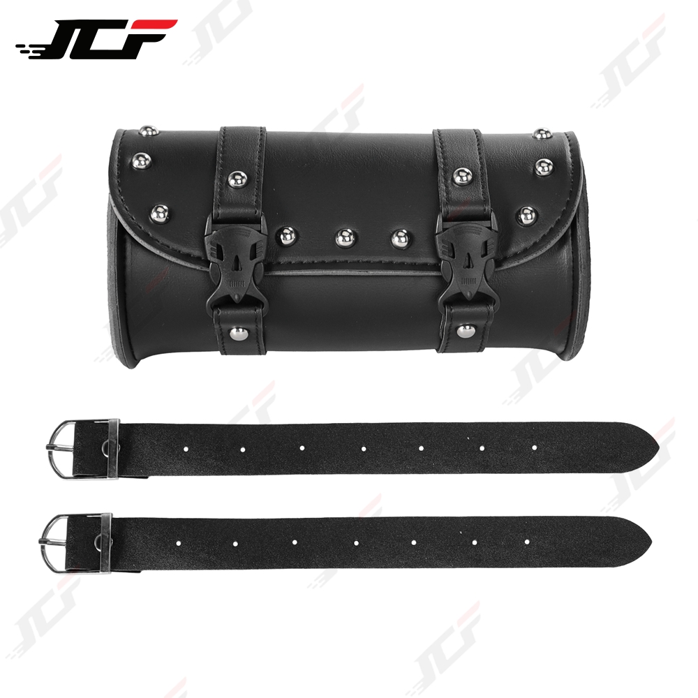 バイクバッグ ブラックPUレザー バイクツールバッグ フロン - Leatherwork Roller のレビューと価格