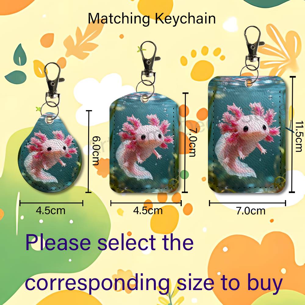 かわいいピンクの A-Axolotl 漫画ホルダーキーホルダ - Leather Work Is のレビューと価格