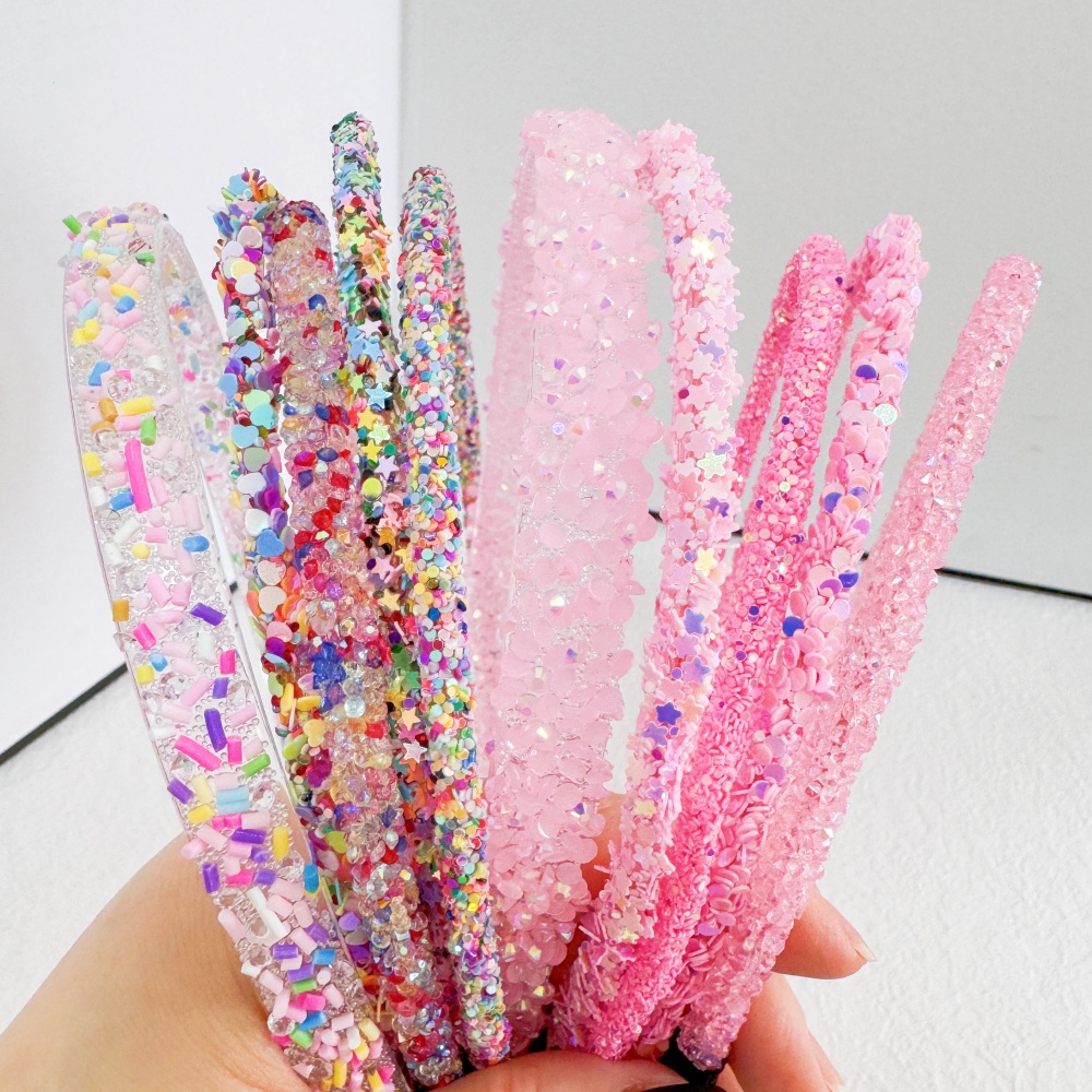 5 個グリッタープラスチックヘアバンド女の子のためのかわいい - Leatherwork Pony のレビューと価格