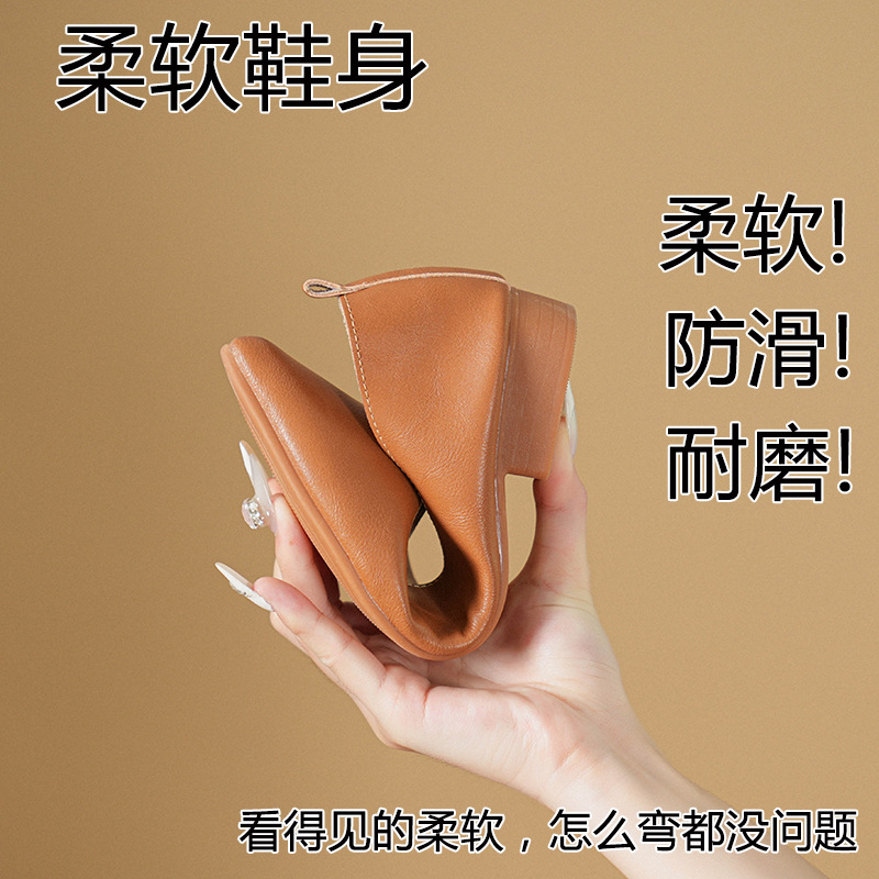 春と秋のファッション新しいスクエアヘッドソフトレザーワークシ - Leather Work Is のレビューと価格
